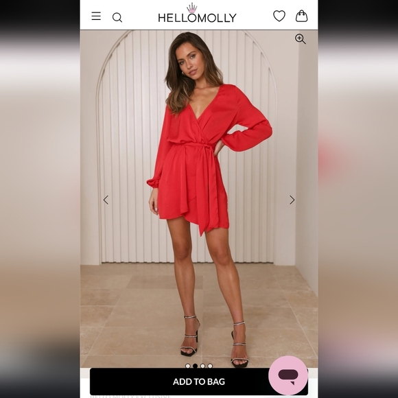 Hello Molly Red Long Sleeve V-Neck Sundress - Picture 6 of 6